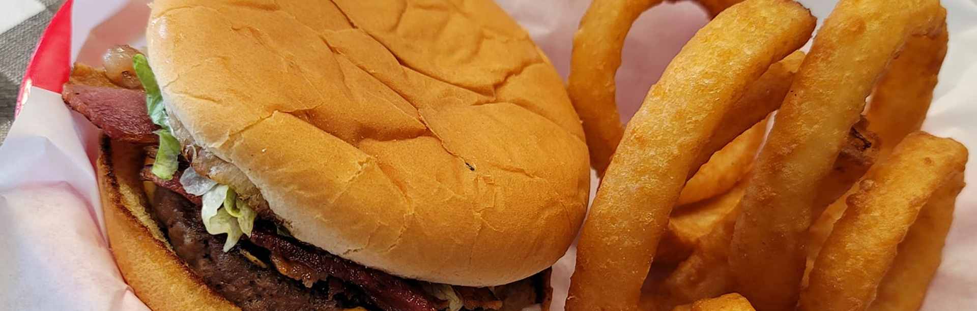 Hamburger and Onion Rings